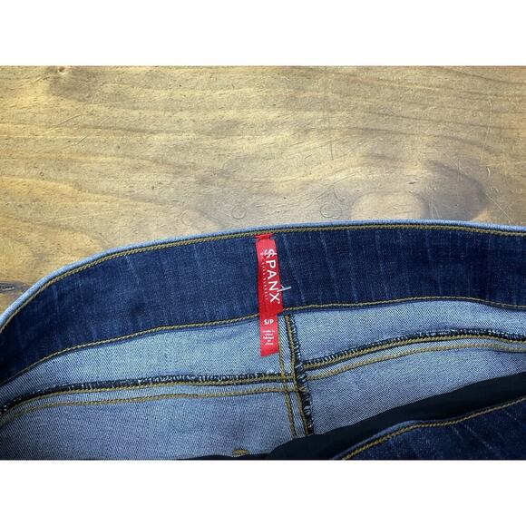 Spanx Distressed Ankle Skinny Jeggings Medium Wash Cotton Blend Small Raw Hem - Picture 4 of 8